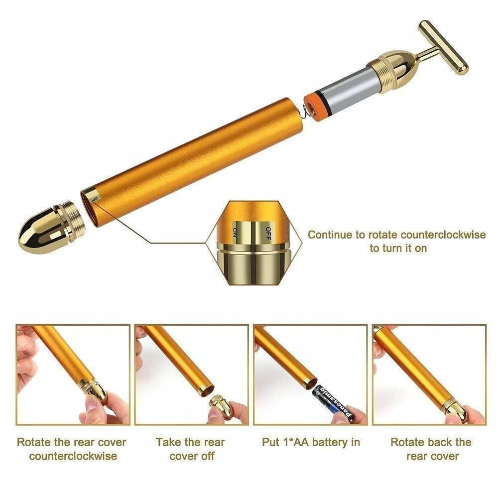 24K Gold Facial Roller for Natural Skin Firming